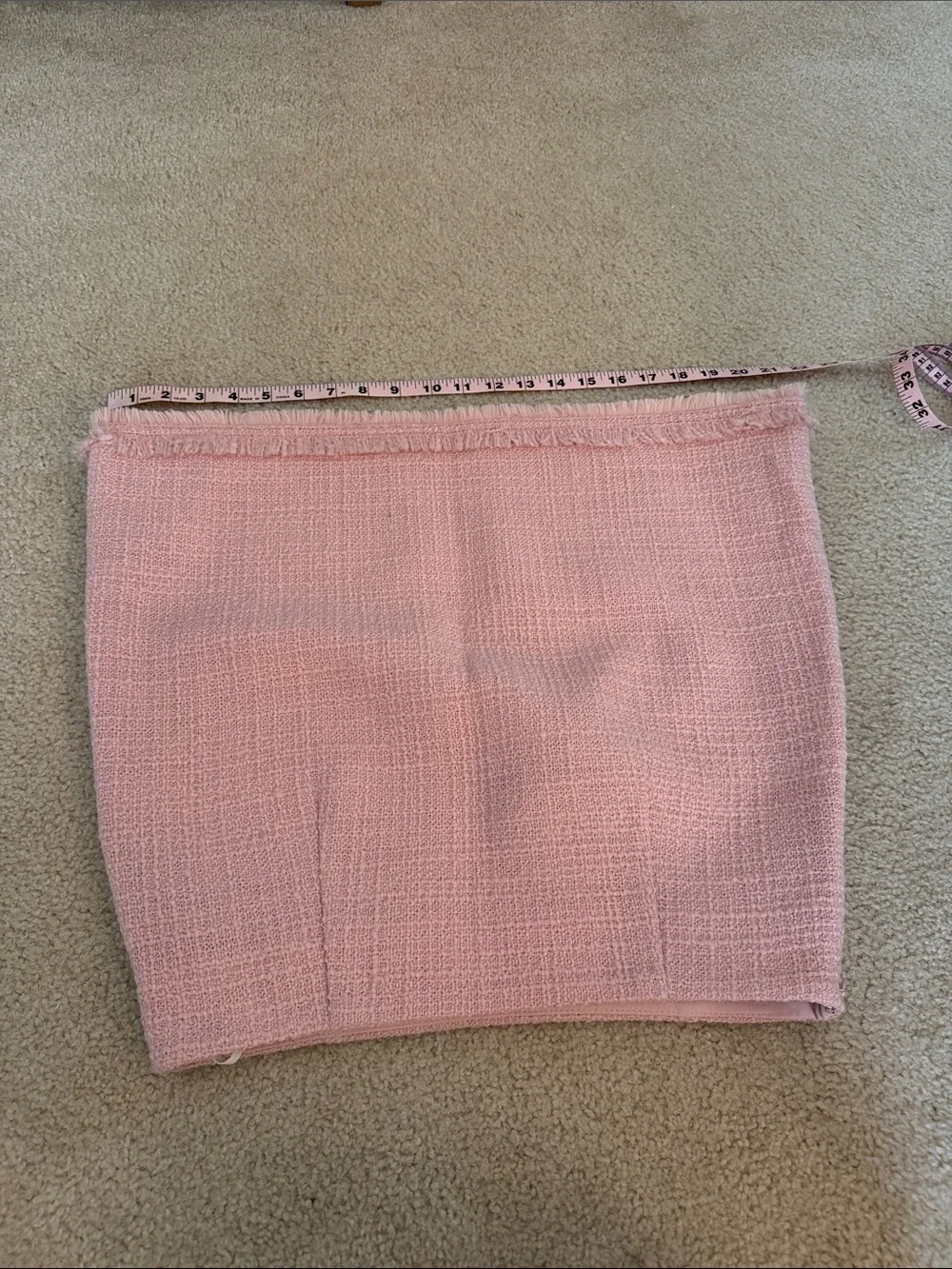 Tory Burch Pink Tweed Fringe A-Line Skirt